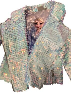 Disney Iridescent Sequin Elsa Jacket - Pastel Blue/Pink Shimmer